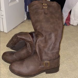 Brown leather boots